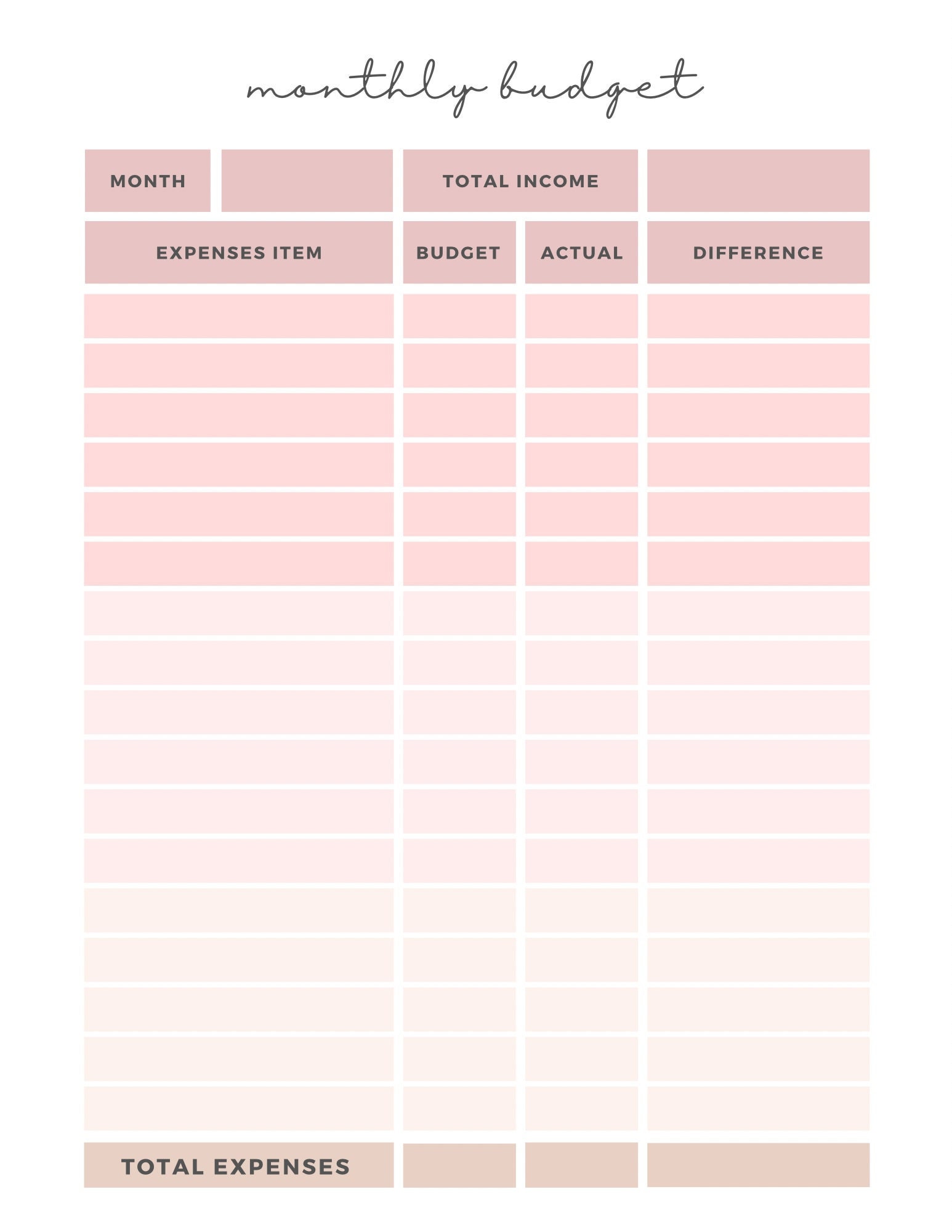 Printable Monthly Budget Sheet Etsy Printable Monthly Budget Sheet Etsy