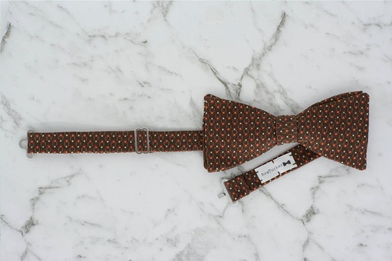 Handmade Men's Geometric Polka Dot Bow Tie with adjustable strap / 100% cotton / Wedding Bow Tie / Gifts for men / Gifts for him image 2