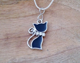 Collana in argento sterling a forma di gatto per ragazze, gioielli a forma di gattino rosa per adolescenti, regalo di compleanno per amanti dei gatti, ciondolo a forma di gatto da donna
