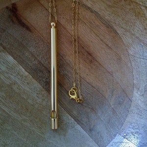 Whistle Necklace, Usable Large Gold Whistle Necklace, Unique Functional Minimalist Necklace, Gift for her, Dog whistle