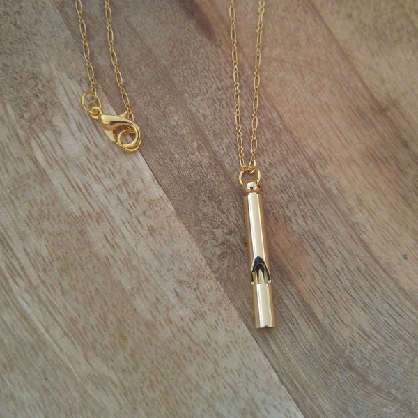 Whistle Necklace, Usable Dainty Gold Whistle Necklace with Quiet Sound