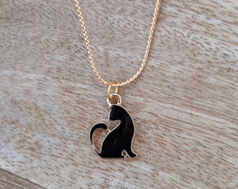 Katzenhalskette, süße schwarze und goldene Katzenhalskette, Geschenk für sie, elegante Kätzchenkatze