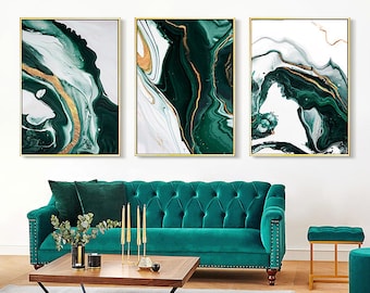 Green Pink Purple Modern Portrait Abstract Framed Wall Art Large Picture Prints