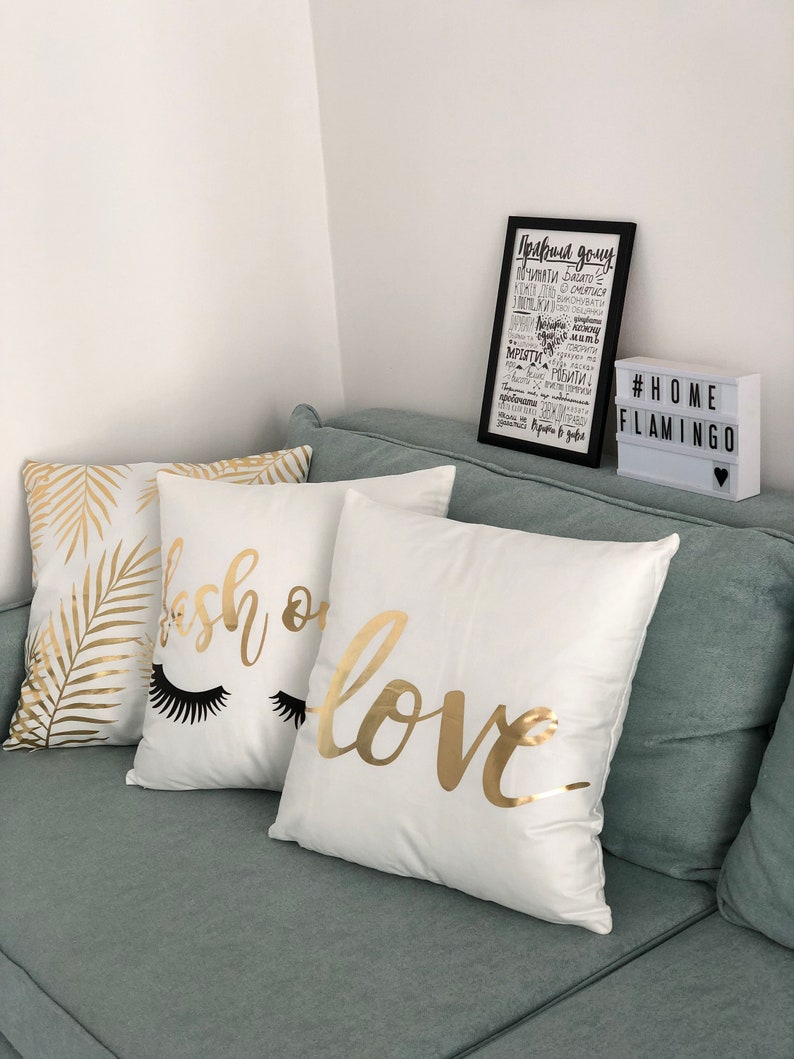Modern Gold Pillow Covers / Golden Velour Pillows / Velor Etsy