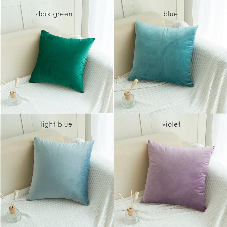 Velvet Throw Pillow Covers Solid Color Plain Pillow Cases for Etsy