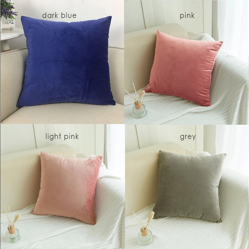 Velvet Throw Pillow Covers Solid Color Plain Pillow Cases for Etsy