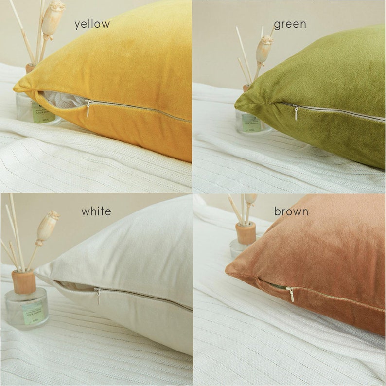 Velvet Throw Pillow Covers Solid Color Plain Pillow Cases for Etsy