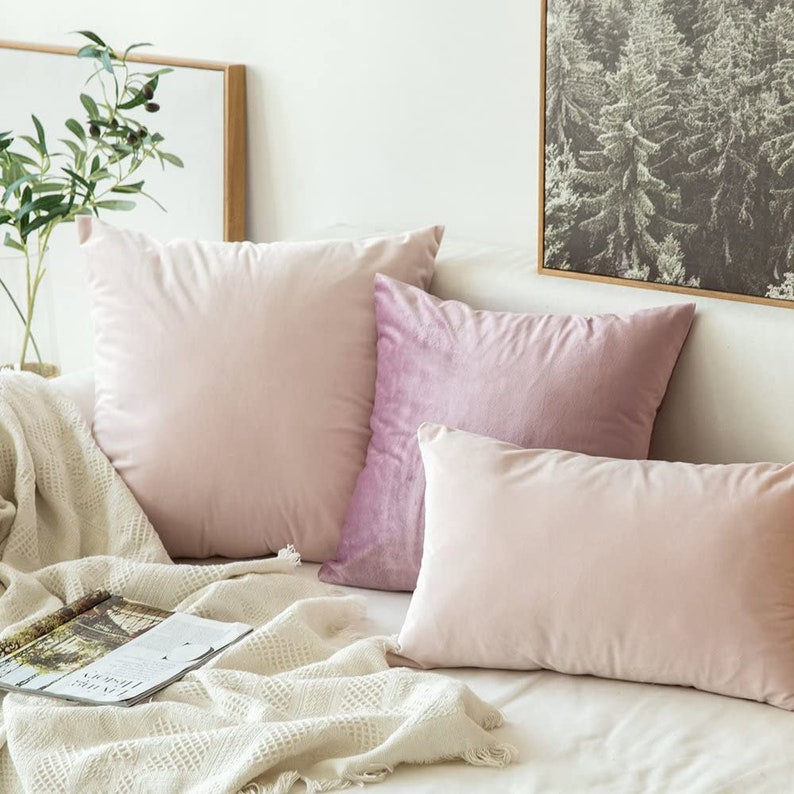 Blush Pink Velvet Throw Covers Ligh Pink Color Home Decor Etsy