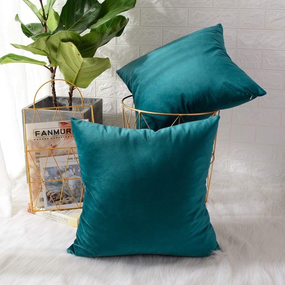 Teal Velvet Pillow Cover Aqua color decor throw Etsy