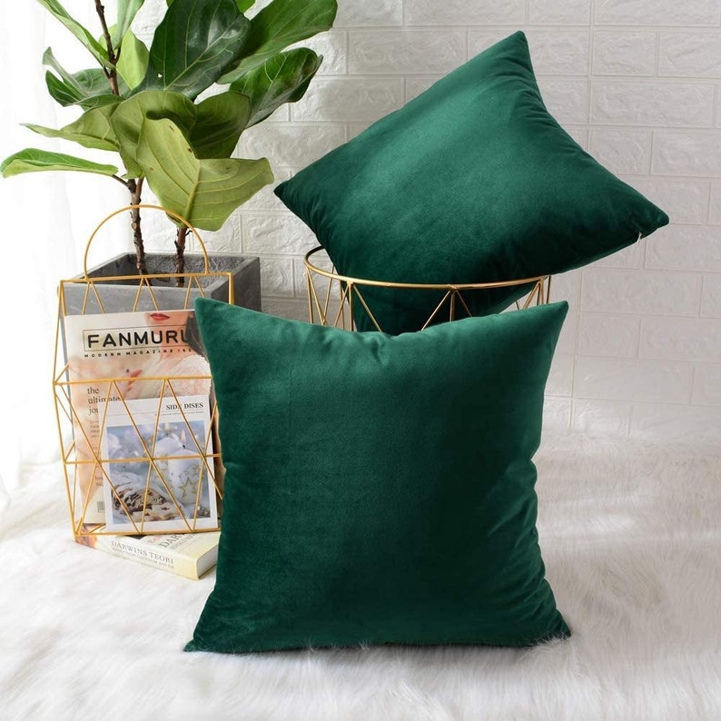 Royal Velvet Emerald Throw Pillow Covers Velvet Sofa Pillow Etsy