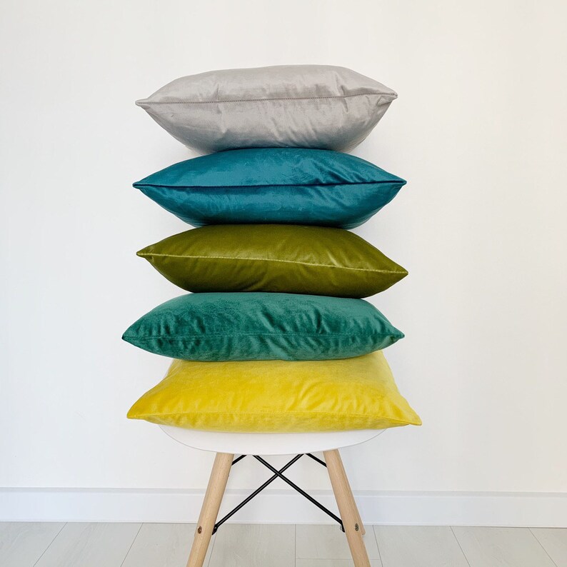 SET of 2 Lumbar Dark Turquoise Teal Velvet Pillow Covers Etsy