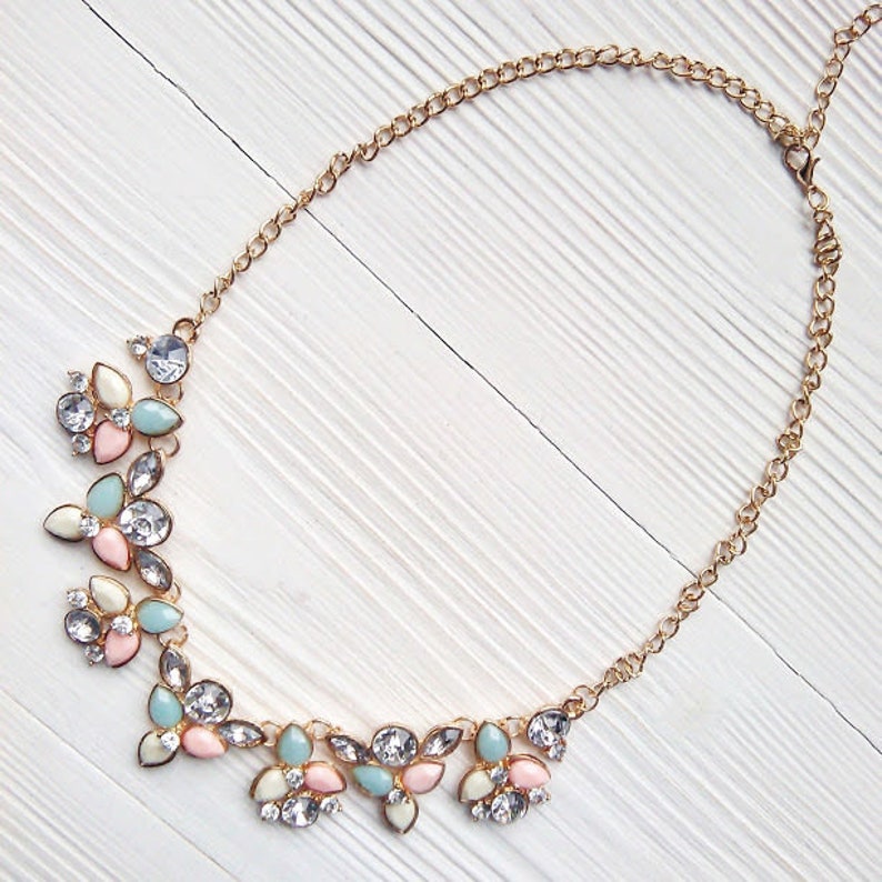 Chain choker necklace pastele color fancy jewelry statement necklace mint color necklace girlfriend gift blogger fashion