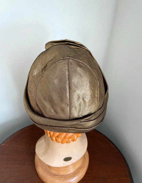 Vintage 1940s Gold Lame Turban hat/New York Creat… - image 8