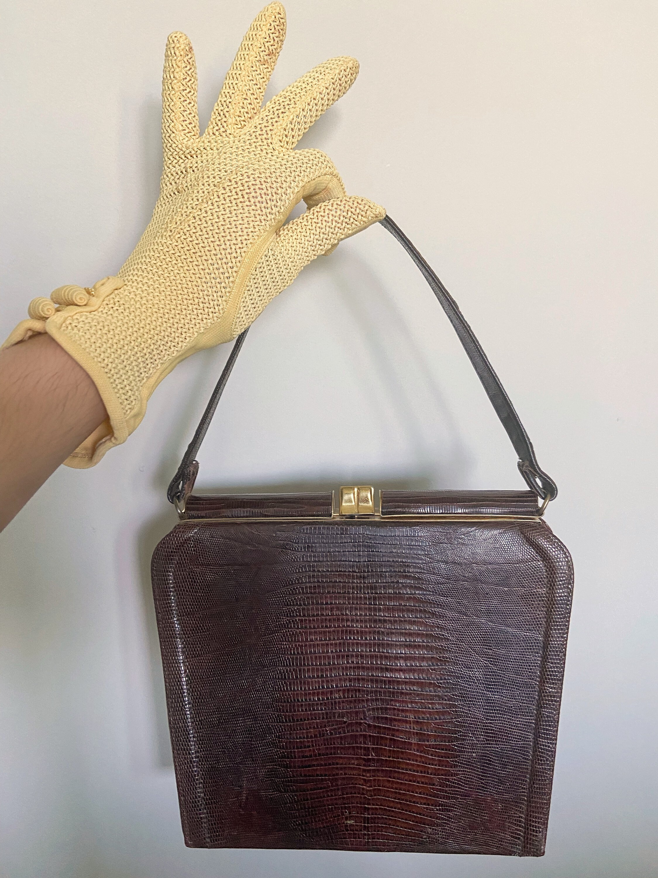 Vintage lizard skin handbag hotsell