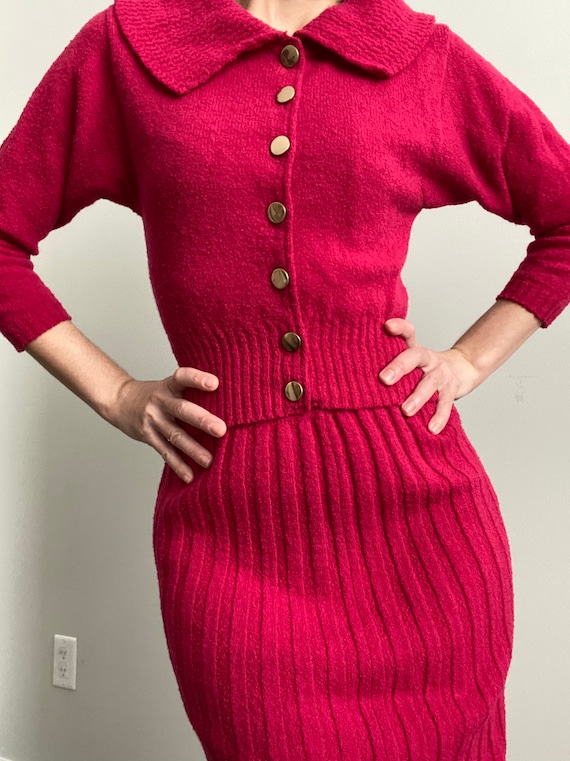 1940s 1950s KIMS Knit set Sweater Skirt Vintage K… - image 3