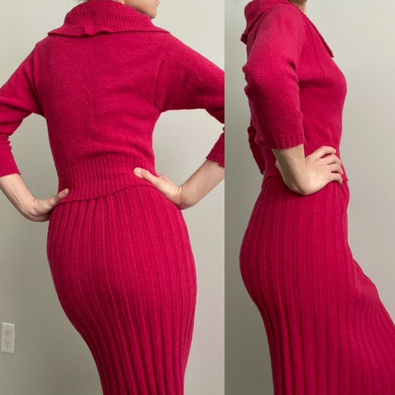 1940s 1950s KIMS Knit set Sweater Skirt Vintage K… - image 8