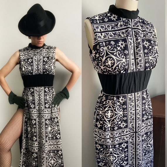 Rare 1960s Overdress maxi lounge dress topper Hig… - image 1