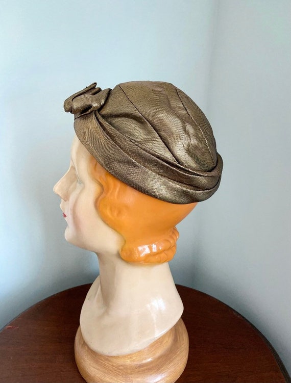Vintage 1940s Gold Lame Turban hat/New York Creat… - image 6