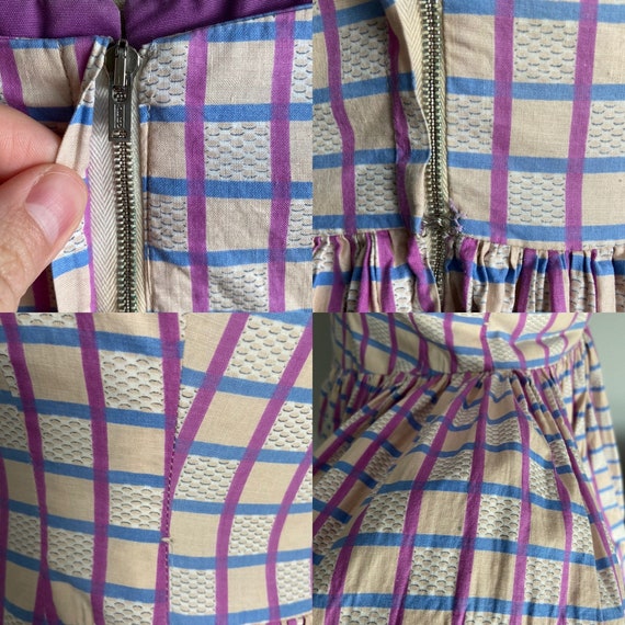 1950s Purple checker dress large Patch pockets Vi… - image 10