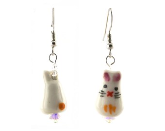 Bunny Ceramic Bead Earrings