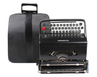 Olivetti Lettera 32 Mattschwarz Vintage, manuelle Schreibmaschine, gewartet