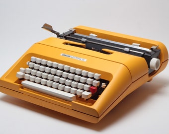 Olivetti Lettera 35 Geel Vintage, handmatige typemachine, onderhouden