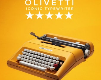 Olivetti Lettera 35 Gelbe Vintage, manuelle Schreibmaschine, gewartet