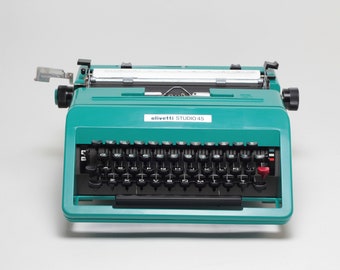 Olivetti Studio 45 Turquoise Vintage Manual Typewriter, Serviced