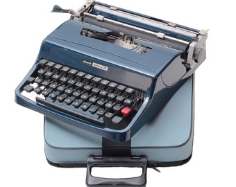 Olivetti Lettera 32 Navy Blau Vintage, manuelle Schreibmaschine