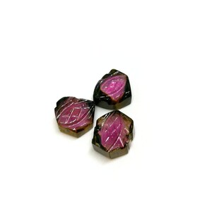 8X9MM 2 Pieces 4.20 Carats. Approx NL FE206 Natural Watermelon Tourmaline Carved Fancy Slice AAA+Quality Loose Gemstone Size