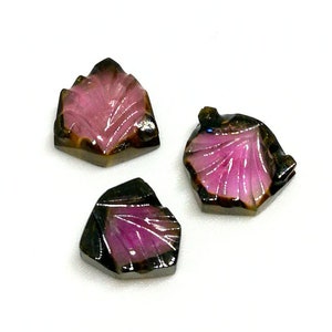 8X9MM 2 Pieces 4.20 Carats. Approx NL FE206 Natural Watermelon Tourmaline Carved Fancy Slice AAA+Quality Loose Gemstone Size
