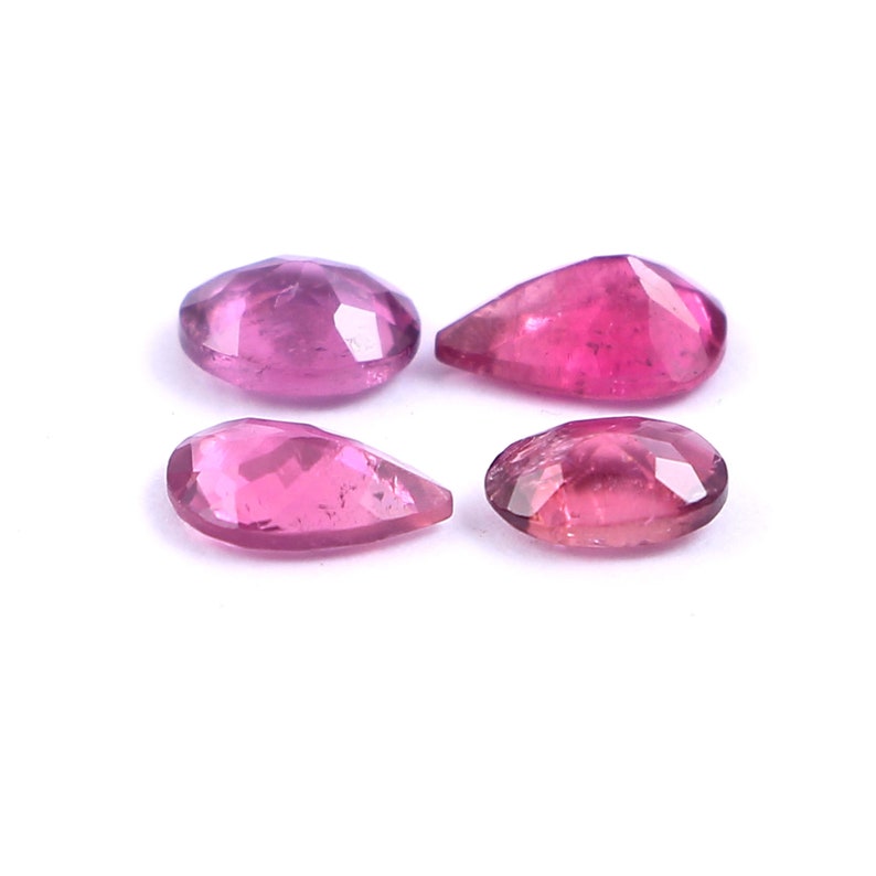 NL N167 Natural Pink Tourmaline Faceted OvalPear Highest Quality Loose Gemstone Size 4X6MM-5X7MM 1.95 Carat 4 Piece Approx