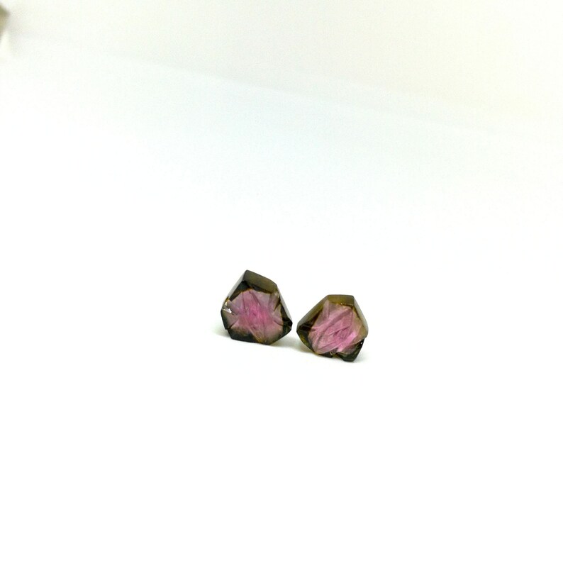 8X9MM 2 Pieces 4.20 Carats. Approx NL FE206 Natural Watermelon Tourmaline Carved Fancy Slice AAA+Quality Loose Gemstone Size