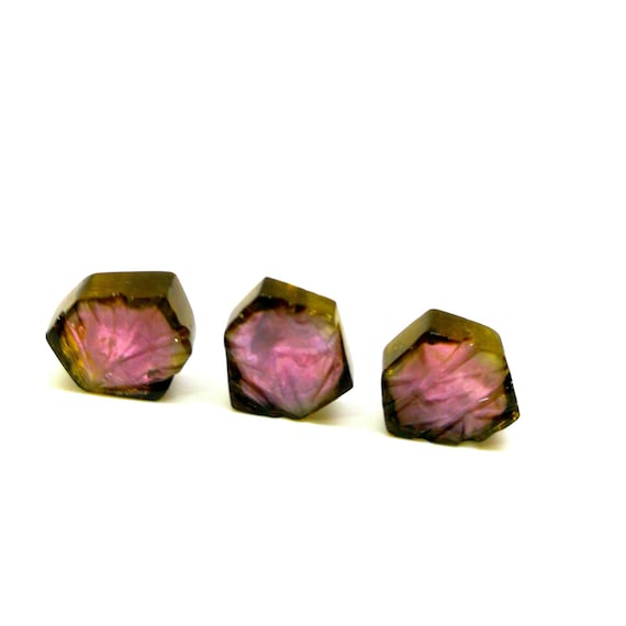 8X9MM 2 Pieces 4.20 Carats. Approx NL FE206 Natural Watermelon Tourmaline Carved Fancy Slice AAA+Quality Loose Gemstone Size