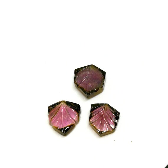 8X9MM 2 Pieces 4.20 Carats. Approx NL FE206 Natural Watermelon Tourmaline Carved Fancy Slice AAA+Quality Loose Gemstone Size