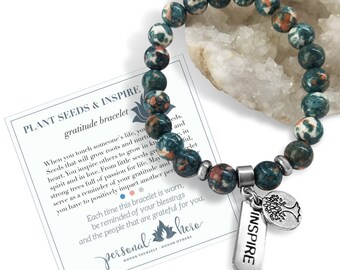 Inspirational Bracelet Tree of Life, Thank You Teacher Appreciation, Mentor Gift, Inspire Charm, Yoga Instructor, Dance Teacher, Coach Gift