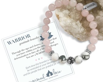 Inspirational Bracelet For Her, Rose Quartz Chakra Bracelet, Breast Cancer Bracelet, Encouragement Gift, Heart Chakra Jewelry, Warrior