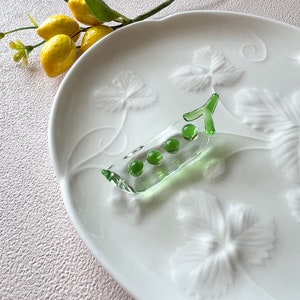 Couverts en verre en forme de pois verts frais, repose-stylo, accessoire de table, cartes Hashioki, mini porte-notes, ornement de bureau, décoration de cuisine, légume d'été