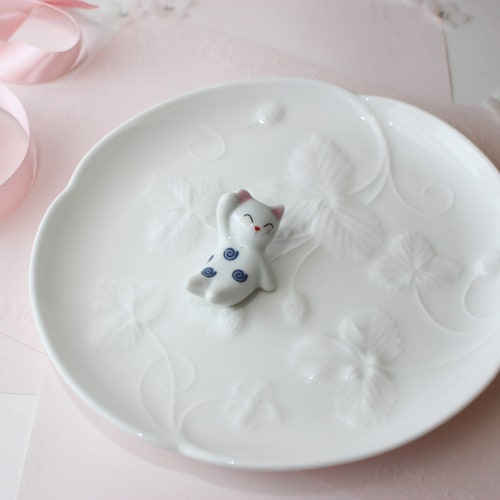 Happy Cat Chopstick Rest Holder Hashioki Japanese Porcelain Etsy