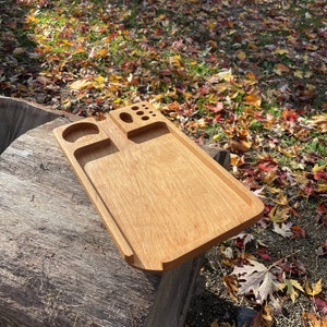 Hardwood Rolling Tray with multiple compartments