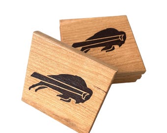 Buffalo Engraved Hardwood Coasters-Set of 4