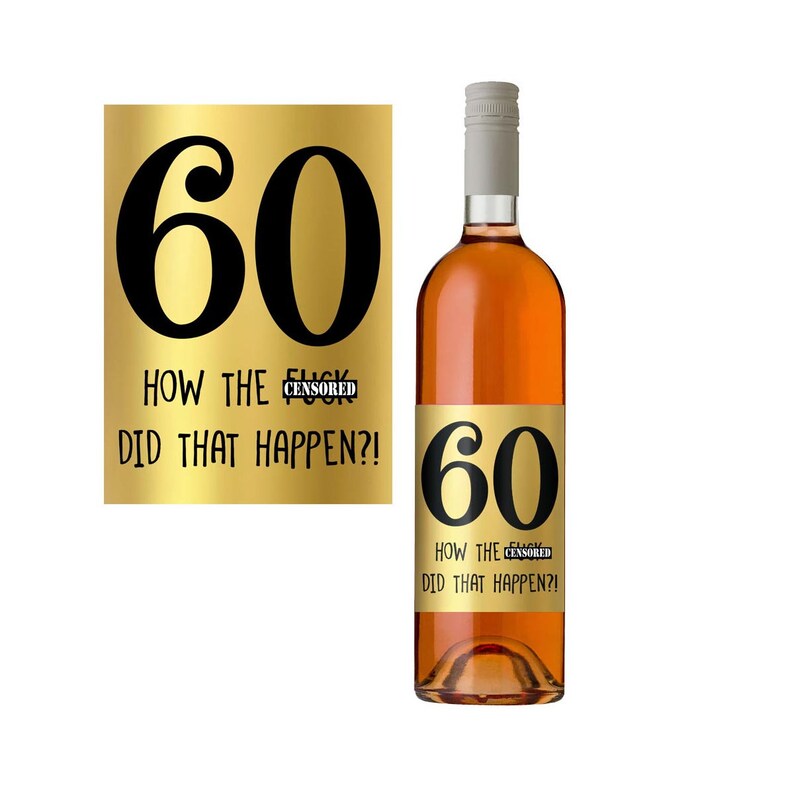 GoldWeinLabel. 60. GeburtstagGeschenkIdee. Weinflasche Etsy