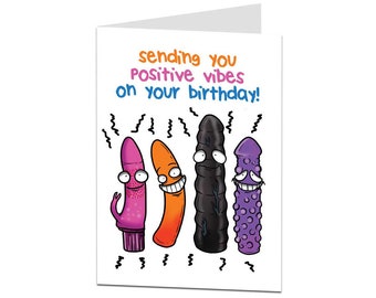 Funny Birthday Card For Her Women, Perfect For Best Friend, Sending You Positive Vibes Design