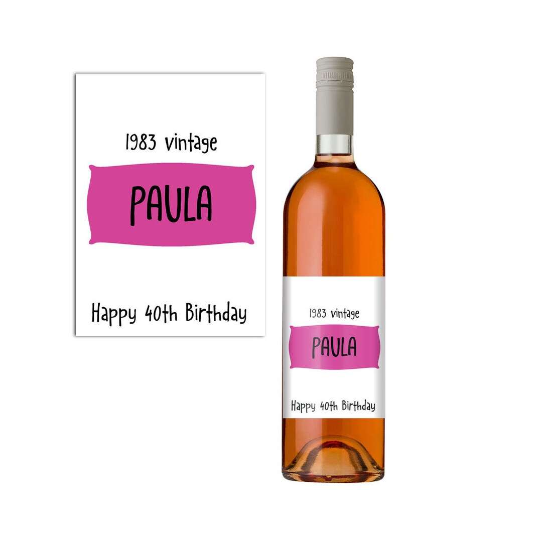 Personalised Wine Label. 40th Birthday Gift Idea. Wine Bottle Etsy
