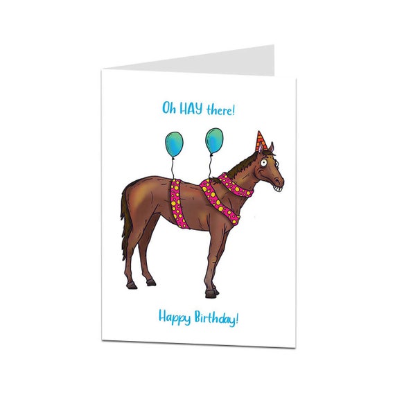 Birthday Card Cute Funny Quirky Horse Illustration For The | Etsy