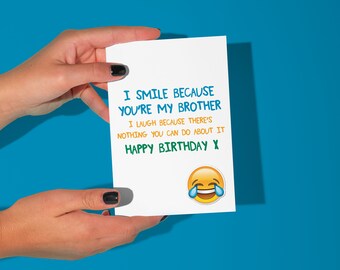 Brother Birthday Card. Older Younger Brother Birthday Card. Funny Brother Birthday Greetings Card. Happy Birthday Brother Card