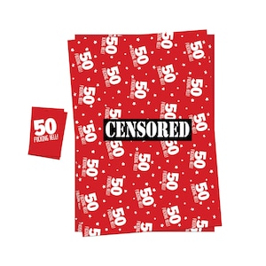 50th gift wrap 2 sheets birthday wrapping paper tag 