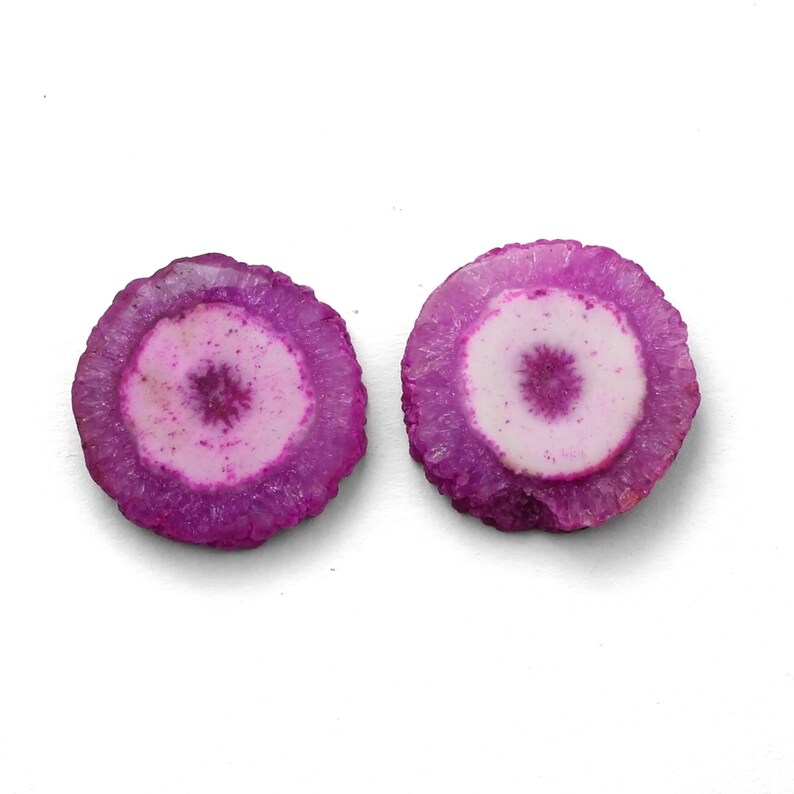 24x24x5 mm 2 Pcs Pair Natural Pink Colored Solar Quartz Druzy Fancy Flower shape loose semi precious gemstone cabochon 53.80 Ct A 414.