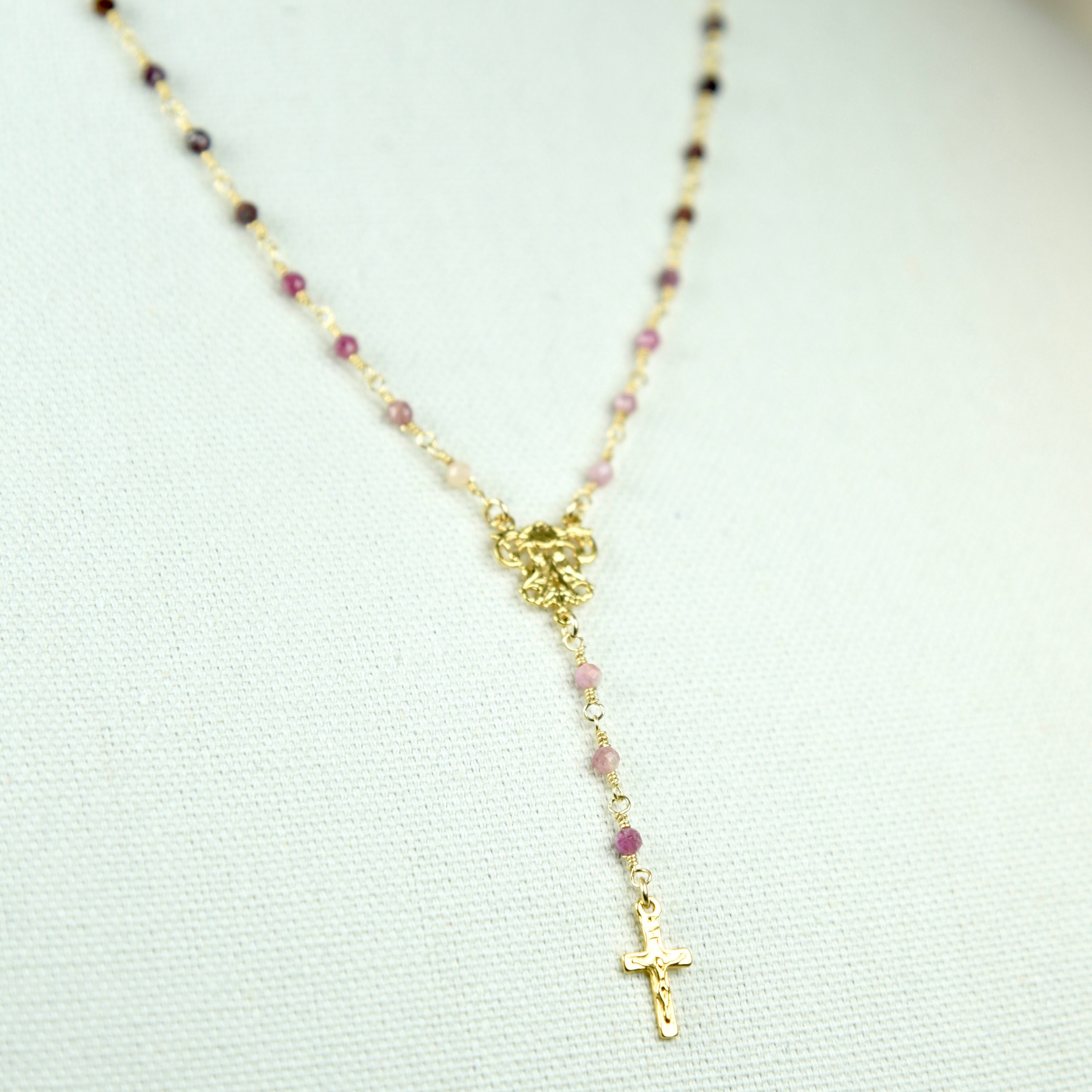 14k Gold Rosary Necklace – Cut + Clarity