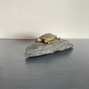 Vintage Brass Tortoise Ashtray on Plinth